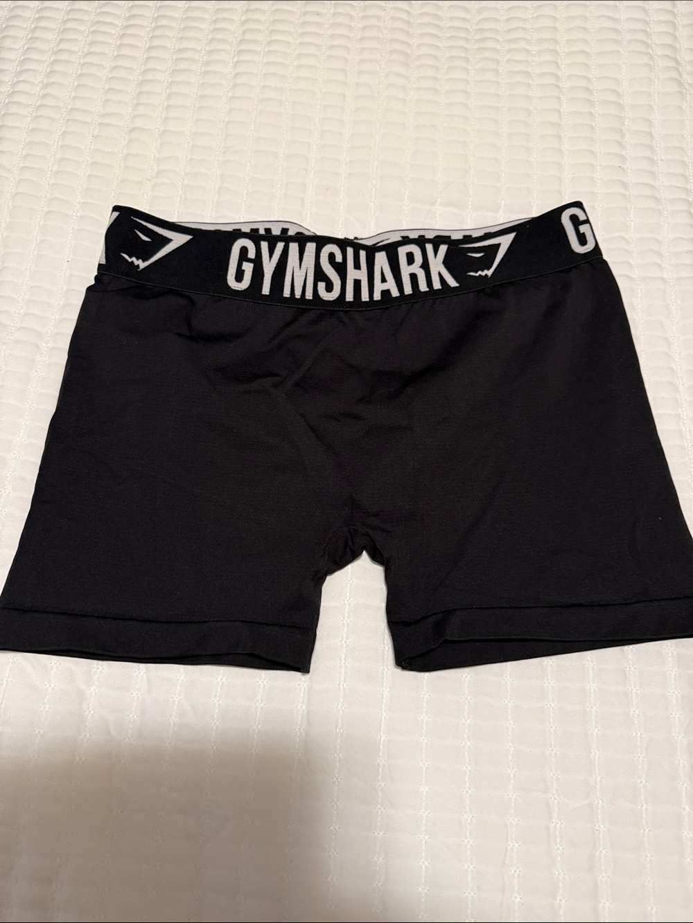 Gymshark Black Athletic Shorts with White Logo Waistband